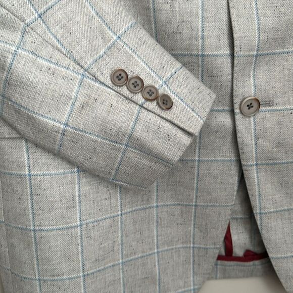 Westport Black Windowpane Grey/Blue 2 Button Wool/Silk Unlined Sports coat 44XL - Picture 6 of 15